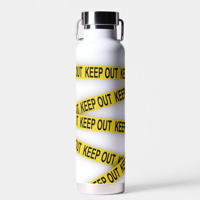 Keep out stay away do not cross police tape 3d water bottle (Front)