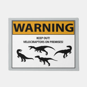 Keep Out! Velociraptor Sign Doormat