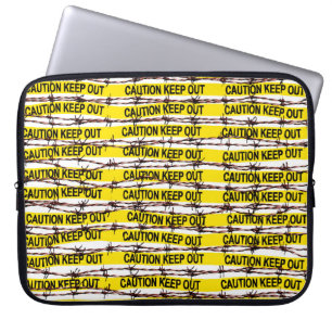 Keep Out! Yellow Tape and Barbed Wire Laptop Sleeve