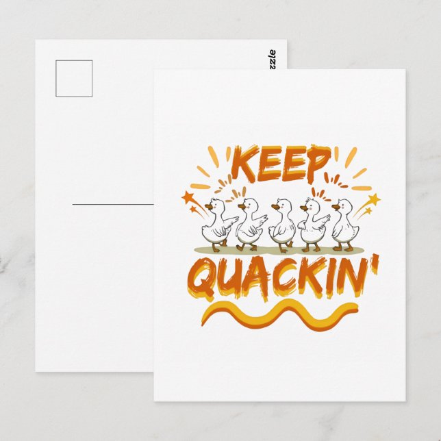 Keep Quackin' (Dancing) Funny Duck Pun Postcard (Front/Back)