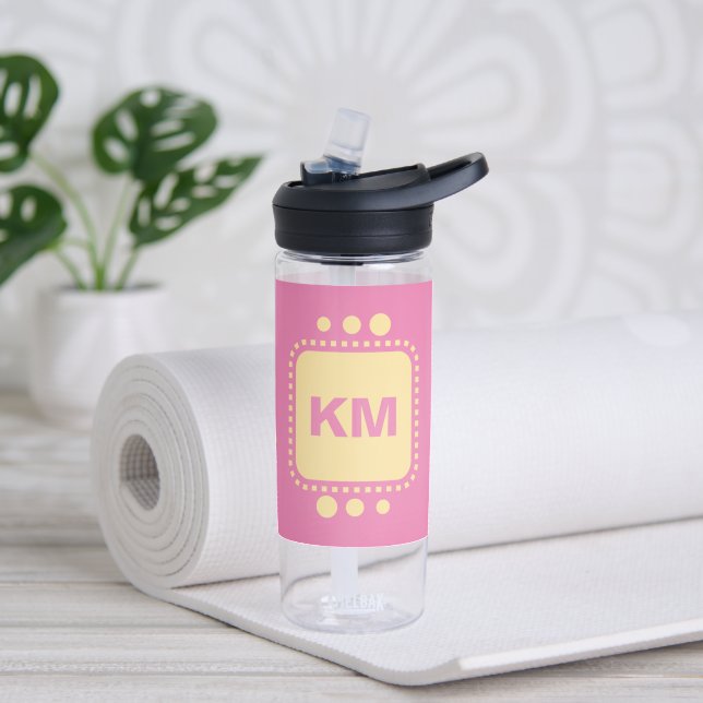Keep smiling add initials pink yellow CamelBak Water Bottle (Yoga)