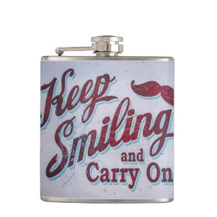 Keep smiling and carry on hip flask