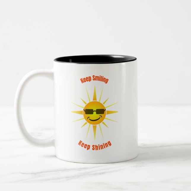 Keep Smiling and Keep Shining Two-Tone Coffee Mug (Left)