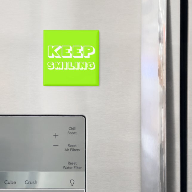 Keep Smiling, chartreuse green white  Magnet (In Situ (Fridge))