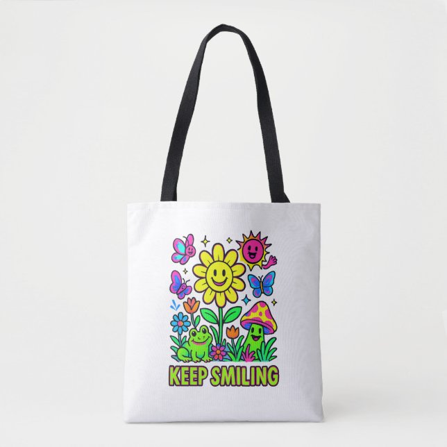 Keep Smiling Cute Garden Tote Bag (Front)