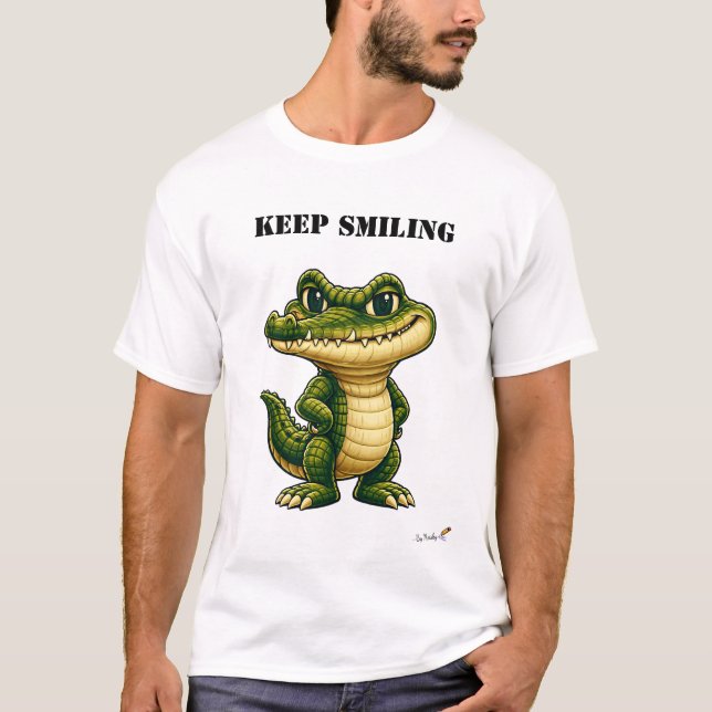 Keep Smiling Funny Crocodile T-Shirt (Front)