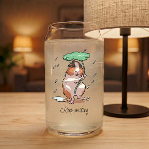 Keep Smiling Happy Guinea Pig Enjoying The Rain Can Glass