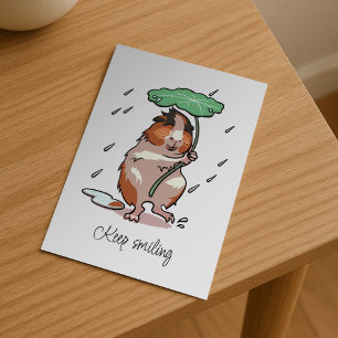 Keep Smiling Happy Guinea Pig Enjoying The Rain Postcard