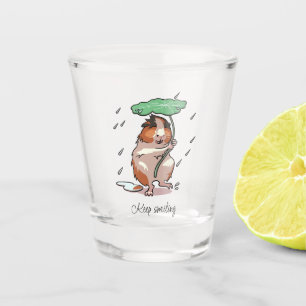 Keep Smiling Happy Guinea Pig Enjoying The Rain Shot Glass
