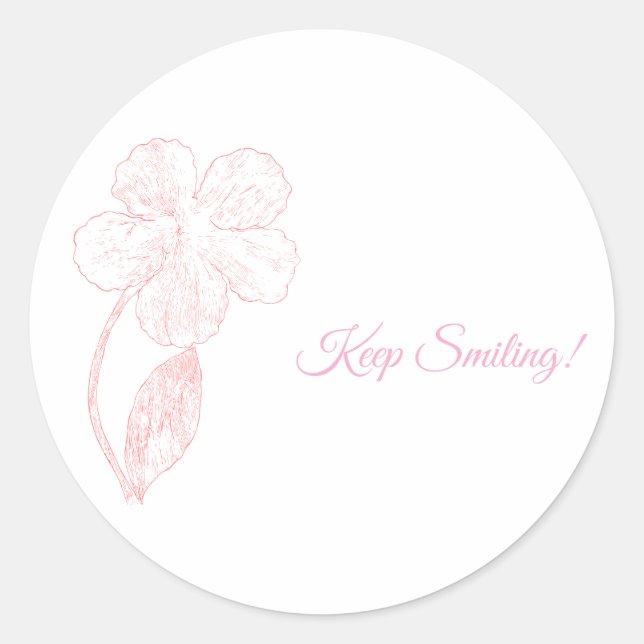 Keep Smiling Pink Flower Inspirational Sticker (Front)