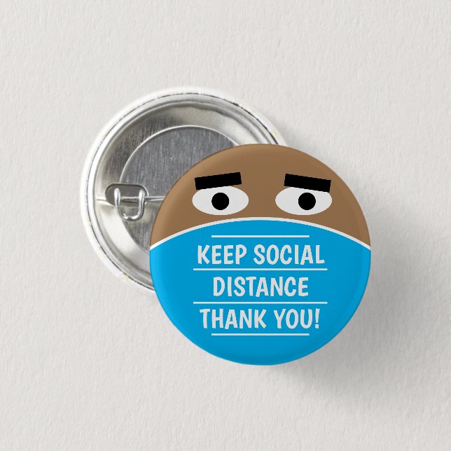 Keep Social Distance Thank You funny facemask 3 Cm Round Badge (Front & Back)