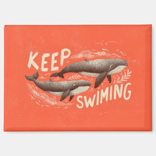 Keep Swimming Whales Magnet (Front)