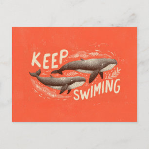 Keep Swimming Whales Postcard