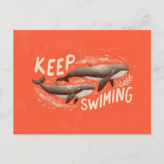Keep Swimming Whales Postcard