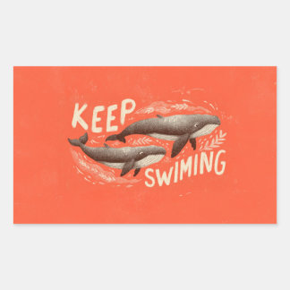 Keep Swimming Whales Rectangular Sticker