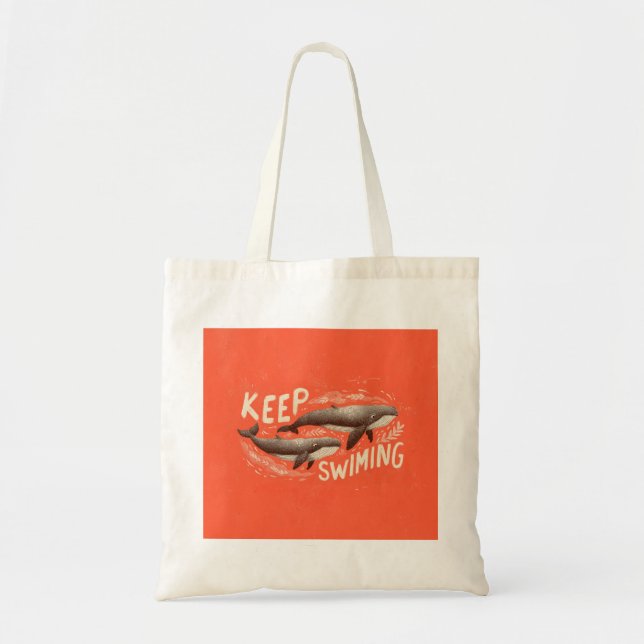 Keep Swimming Whales Tote Bag (Front)