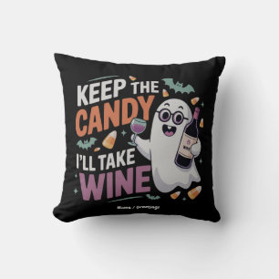 Keep the Candy, I’ll Take the Wine Funny Halloween Cushion