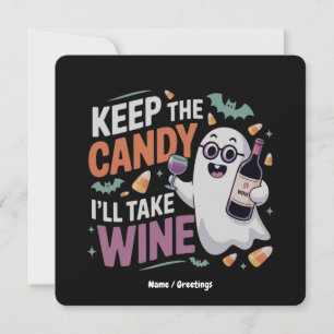 Keep the Candy, I’ll Take the Wine Funny Halloween Invitation