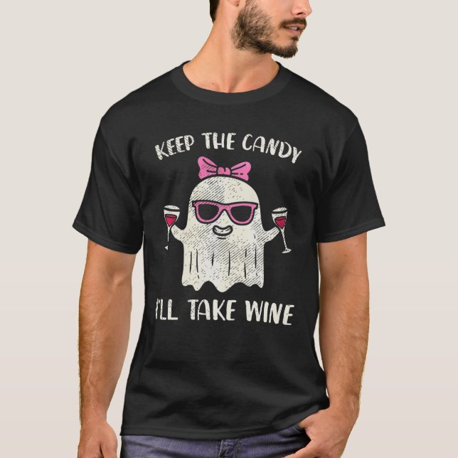 Keep The Candy I ll Take Wine Funny Halloween Girl T-Shirt (Front)