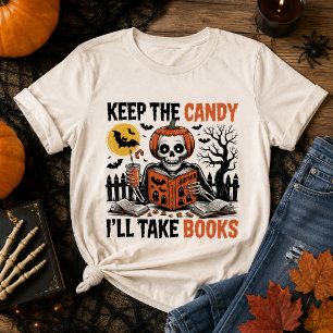 Keep The Candy I'll Take Books Halloween Tri-Blend Shirt