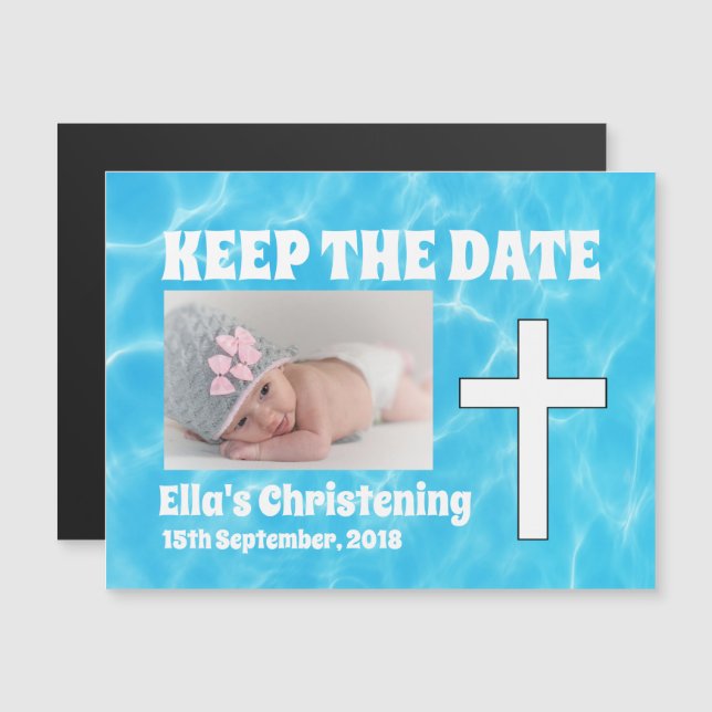 Keep the Date Christening Magnetic Invitation (Front/Back)