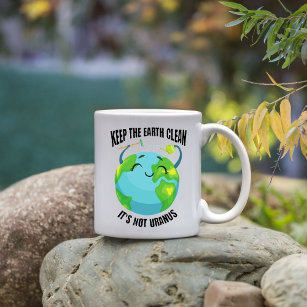 Keep the Earth Clean, It's Not Uranus Two-Tone Coffee Mug