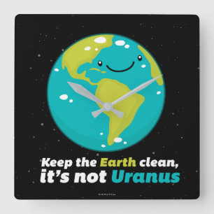 Keep The Earth Clean Square Wall Clock