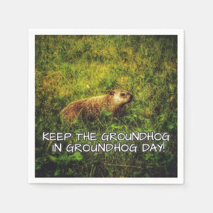 Keep the Groundhog in Groundhog Day napkins