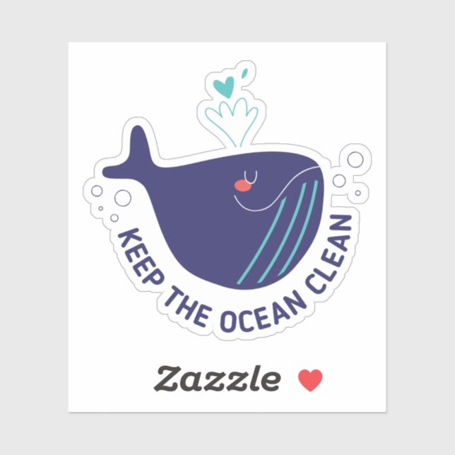 Keep the Ocean Clean Custom Shape Sticker (Sheet)