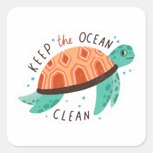 Keep the ocean clean square sticker
