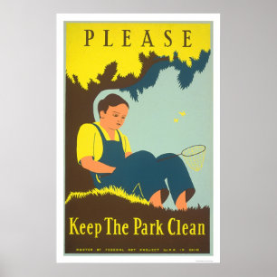 Keep The Park Clean 1938 WPA Poster