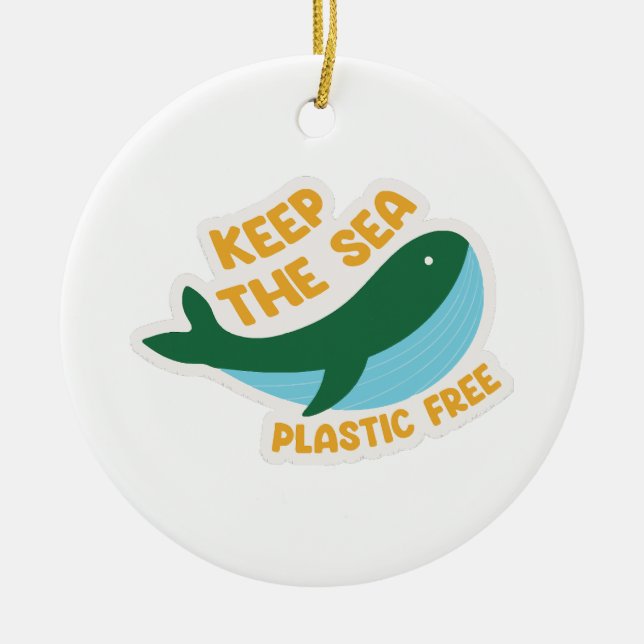 Keep the sea plastic free ceramic ornament (Front)