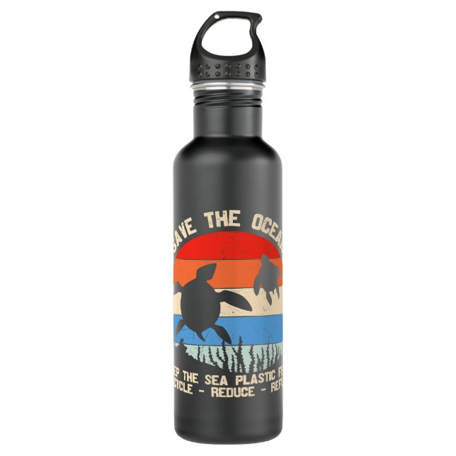 Keep The Sea Plastic Free Recycle Save The Ocean S 710 Ml Water Bottle (Front)