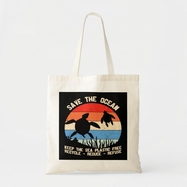 Keep The Sea Plastic Free Recycle Save The Ocean S Tote Bag (Front)