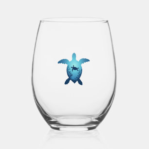 Keep The Sea Plastic Free Save The Sea Turtles T-S Stemless Wine Glass