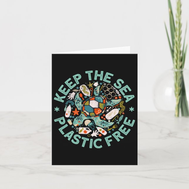 Keep The Sea Plastic Free Save Turtles Ocean Conse Card (Front)