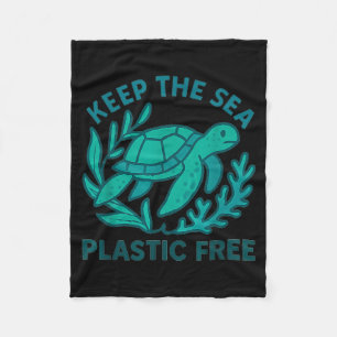 Keep the sea plastic sea turtle eco earth day fleece blanket