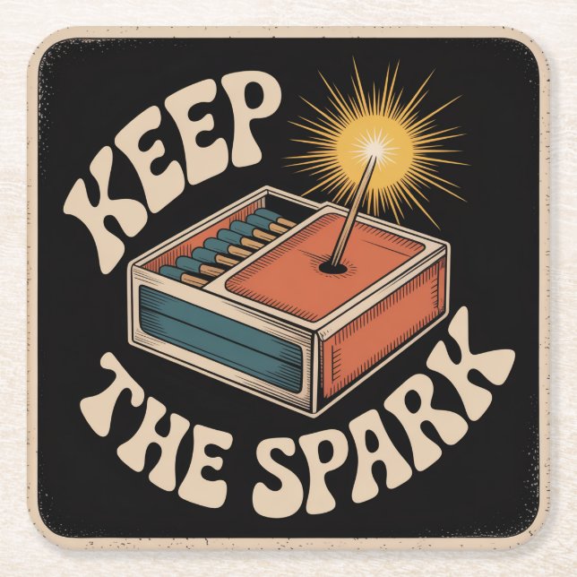 Keep The Spark Square Paper Coaster (Front)