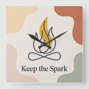 Keep The Spark Square Wall Clock