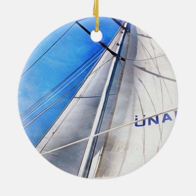 Keep The Wind In Your Sails Acrylic Art Ceramic Tree Decoration (Back)