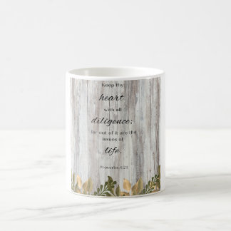 Keep Thy  Heart Wood Flower Bible Verse Coffee Mug