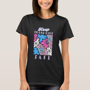 Keep Trans Kids Safe Floral LGBTQ Pride Youth Ally T-Shirt