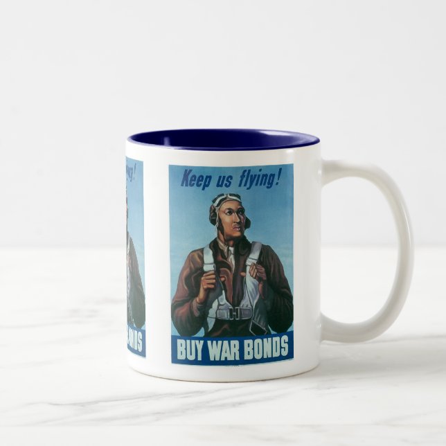 Keep Us Flying ~ Tuskeege Airman Two-Tone Coffee Mug (Right)