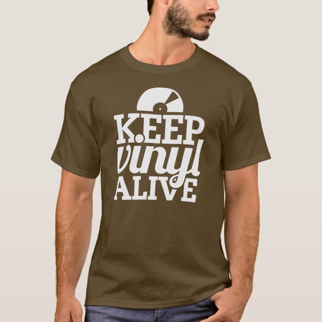 Keep Vinyl Alive T-Shirt - Brown (Front)