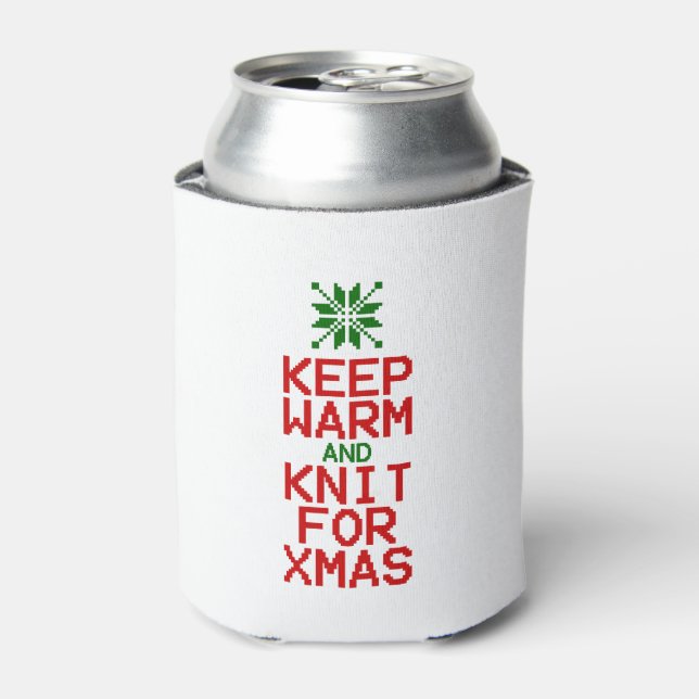 Keep Warm and Knit for Xmas Can Cooler (Can Front)