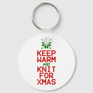 Keep Warm and Knit for Xmas Key Ring