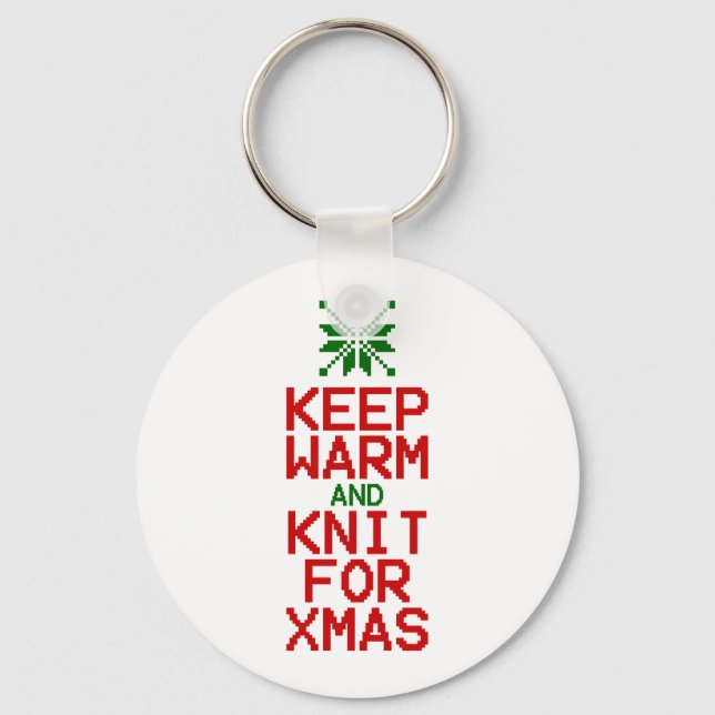 Keep Warm and Knit for Xmas Key Ring (Front)