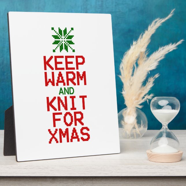 Keep Warm and Knit for Xmas Plaque (Side)