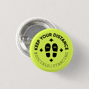 "Keep your distance" Social Distance Sign 3 Cm Round Badge