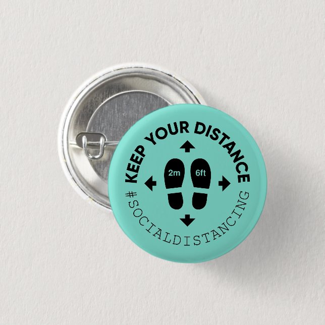 "Keep your distance" Social Distance Sign 3 Cm Round Badge (Front & Back)
